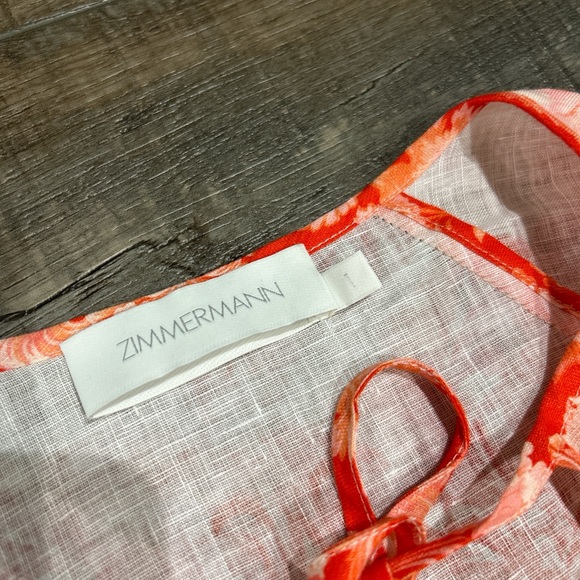 Zimmermann Lyre cropped shell embellished blouse in palm print - Picture 6 of 8